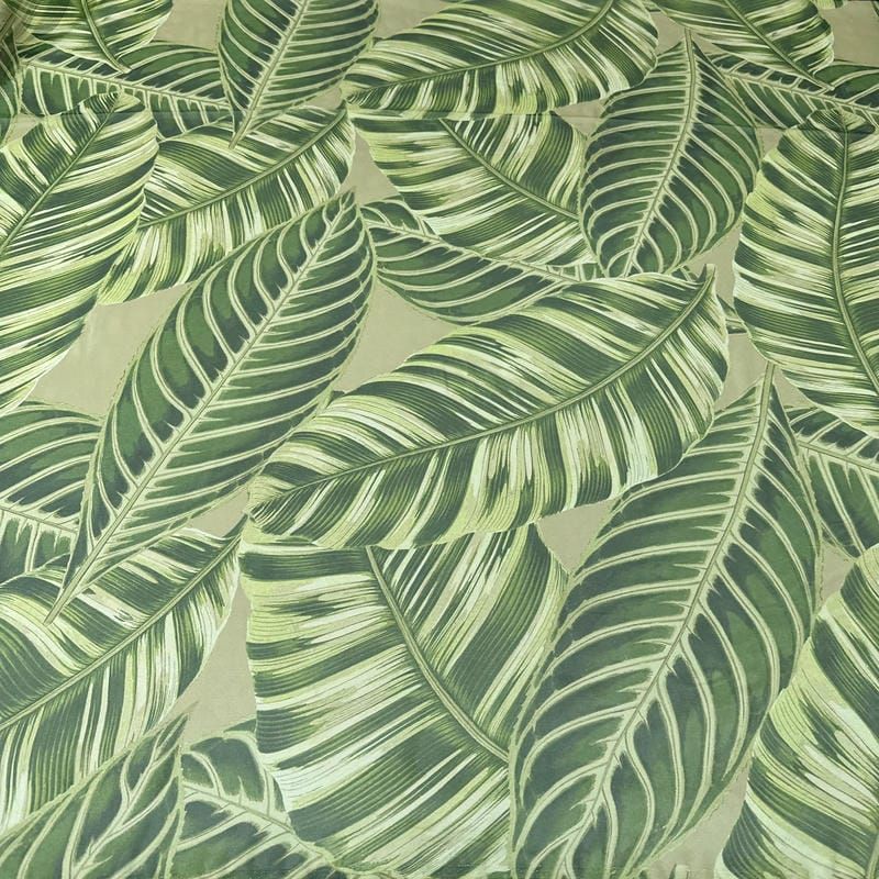 Tecido Musseline Estampada Folhagem Tropical Verde Oliva • Conexão
