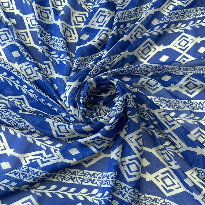 Tecido Musseline De Viscose Estampada Geométrica
