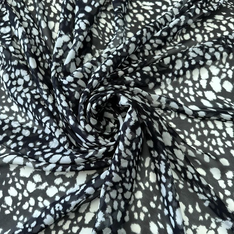 Tecido Musseline De Viscose Estampada P&B