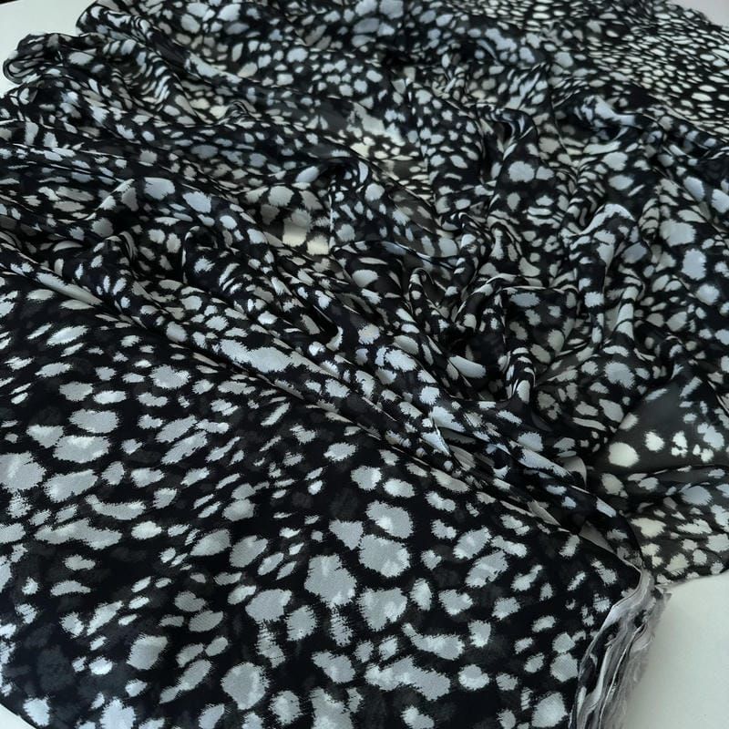 Tecido Musseline De Viscose Estampada P&B
