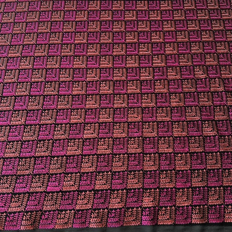 Tecido Musseline Bordada Salmão e Pink