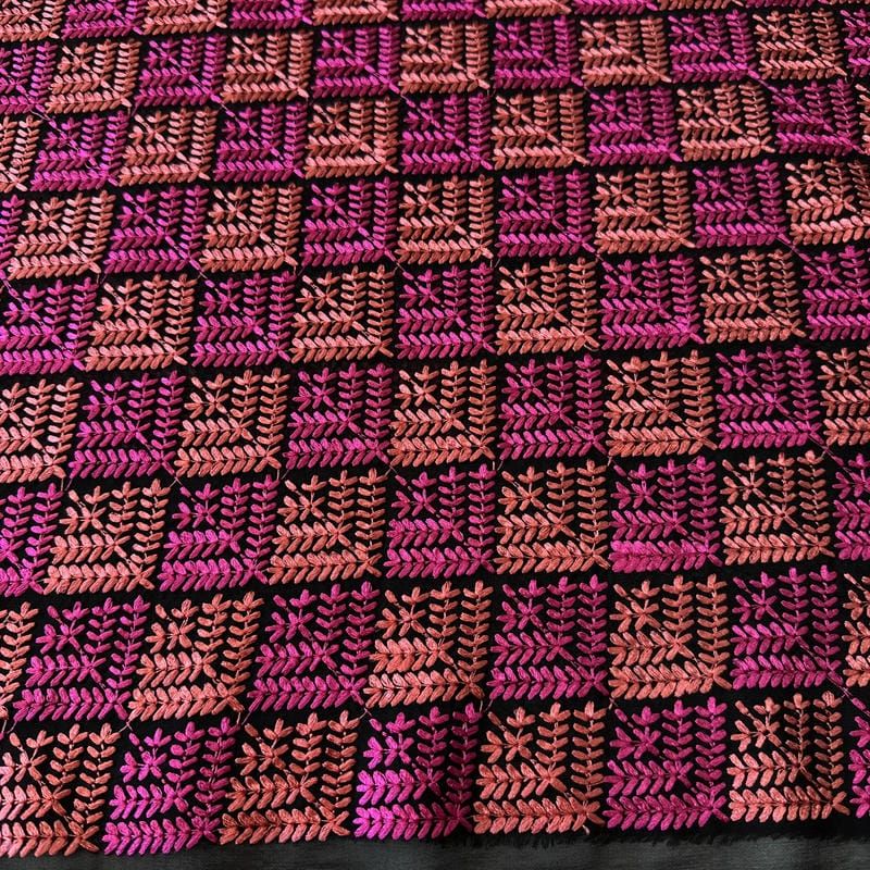 Tecido Musseline Bordada Salmão e Pink