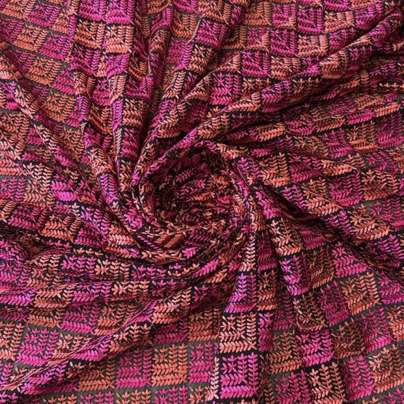 Tecido Musseline Bordada Salmão e Pink