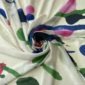 Tecido Musseline de Viscose Estampada Artística Off White • Conexão