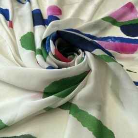 Tecido Musseline de Viscose Estampada Artística Off White • Conexão 2