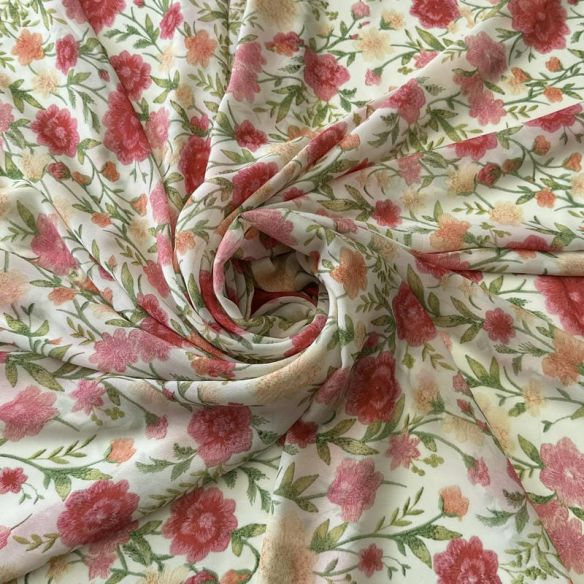 Tecido Musseline de Viscose Estampada Floral Liberty Rosé • Conexão