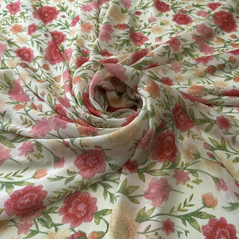 Tecido Musseline de Viscose Estampada Floral Liberty Rosé • Conexão