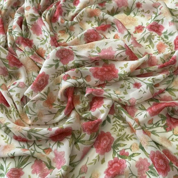 Tecido Musseline de Viscose Estampada Floral Liberty Rosé • Conexão