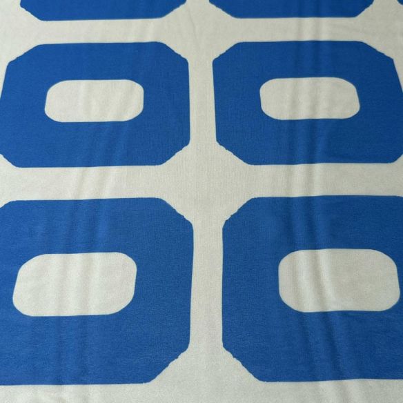 Tecido Musseline de Viscose Estampada Elos Azul • Conexão Tecidos