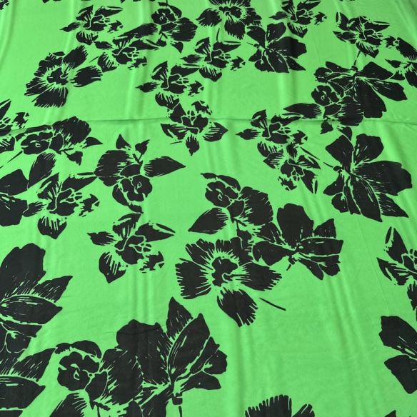 Tecido Musseline de Viscose Estampada Floral Verde Lima • Conexão
