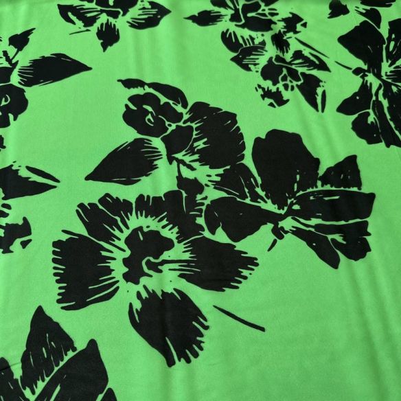 Tecido Musseline de Viscose Estampada Floral Verde Lima • Conexão