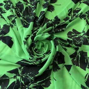 Tecido Musseline de Viscose Estampada Floral Verde Lima • Conexão
