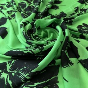 Tecido Musseline de Viscose Estampada Floral Verde Lima • Conexão 2