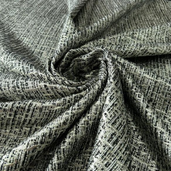 Tecido Jacquard Tweed Chanel Mescla Preto e Branco • Conexão Tecidos