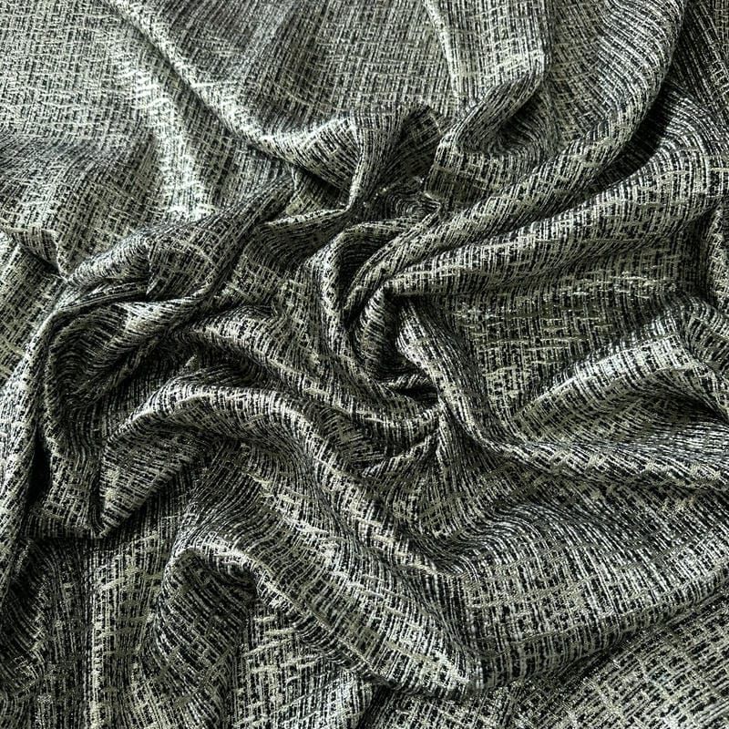 Tecido Jacquard Tweed Chanel Mescla Preto e Branco • Conexão Tecidos