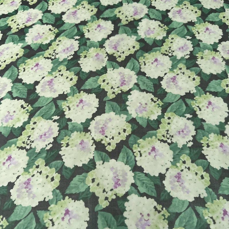 Tecido Palha De Seda Estampada Floral Verde Escuro • Conexão Tecidos