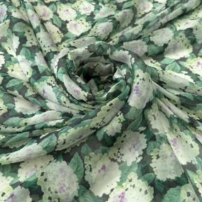 Tecido Palha De Seda Estampada Floral Verde Escuro • Conexão Tecidos 2