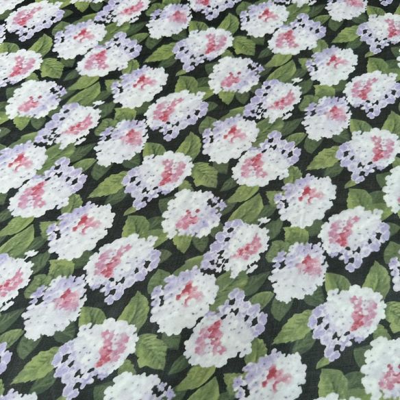 Tecido Palha De Seda Estampada Floral Preto • Conexão Tecidos