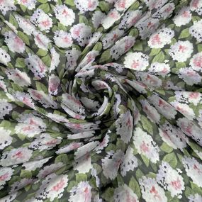 Tecido Palha De Seda Estampada Floral Preto • Conexão Tecidos