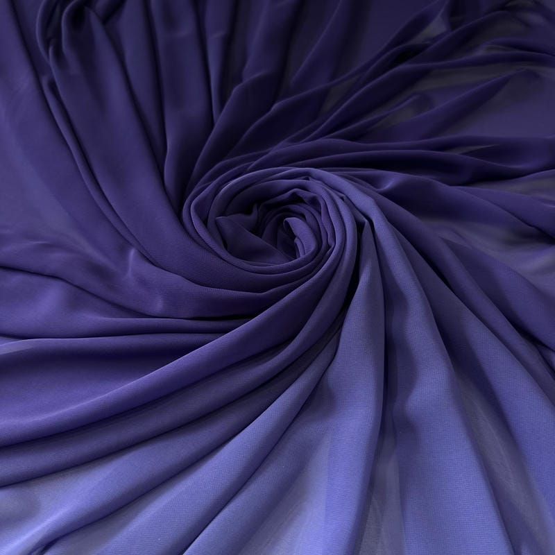 Tecido Musseline Estampada Degradê Roxo • Conexão Tecidos