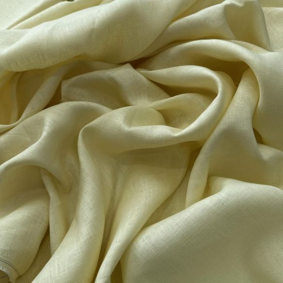 Tecido Linho Puro Liso Amarelo Creme • Conexão Tecidos