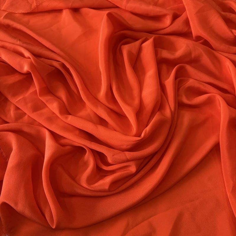 Tecido Crepe de Chine Liso Laranja Escarlate • Conexão Tecidos