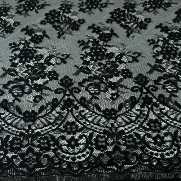 Tecido Renda Chantilly Preto • Conexão Tecidos