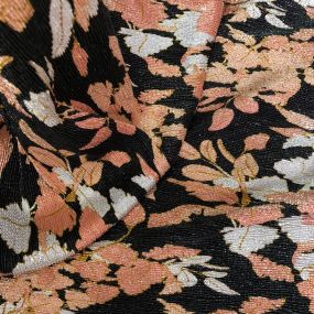 Tecido Malha Plissada Floral Lurex Noir • Conexão Tecidos 2