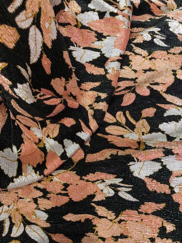 Tecido Malha Plissada Floral Lurex Noir • Conexão Tecidos