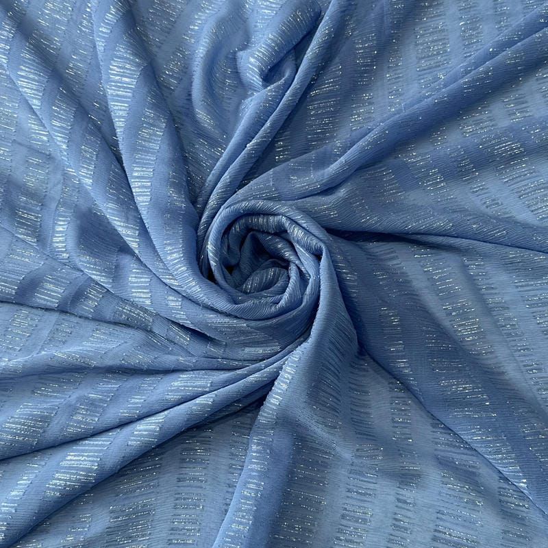 Tecido Chiffon De Seda Lurex Azul Iceberg • Conexão Tecidos