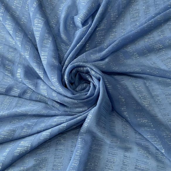Tecido Chiffon De Seda Lurex Azul Iceberg • Conexão Tecidos
