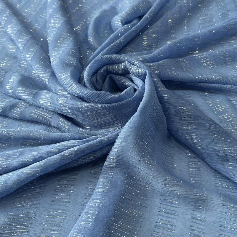 Tecido Chiffon De Seda Lurex Azul Iceberg • Conexão Tecidos