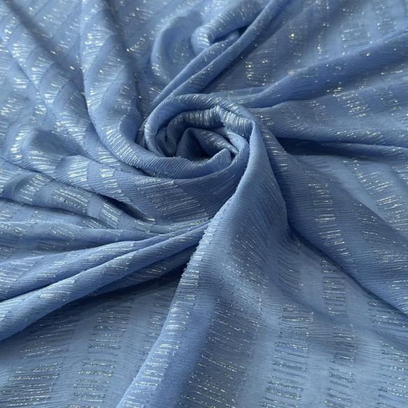 Tecido Chiffon De Seda Lurex Azul Iceberg • Conexão Tecidos