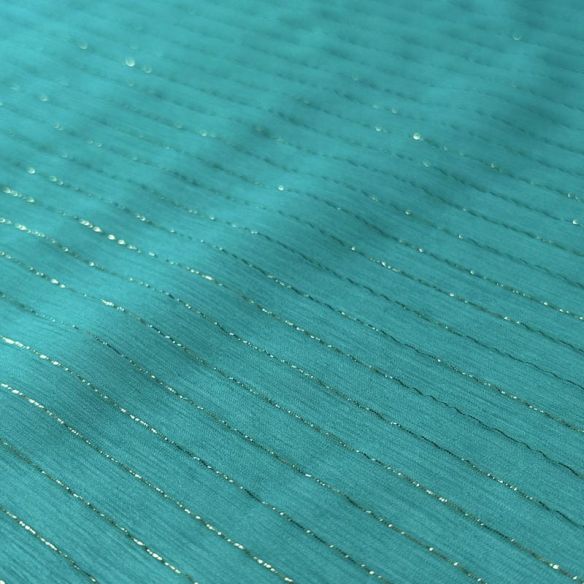 Tecido Chiffon De Seda Lurex Fundo Verde Viridiano • Conexão Tecidos