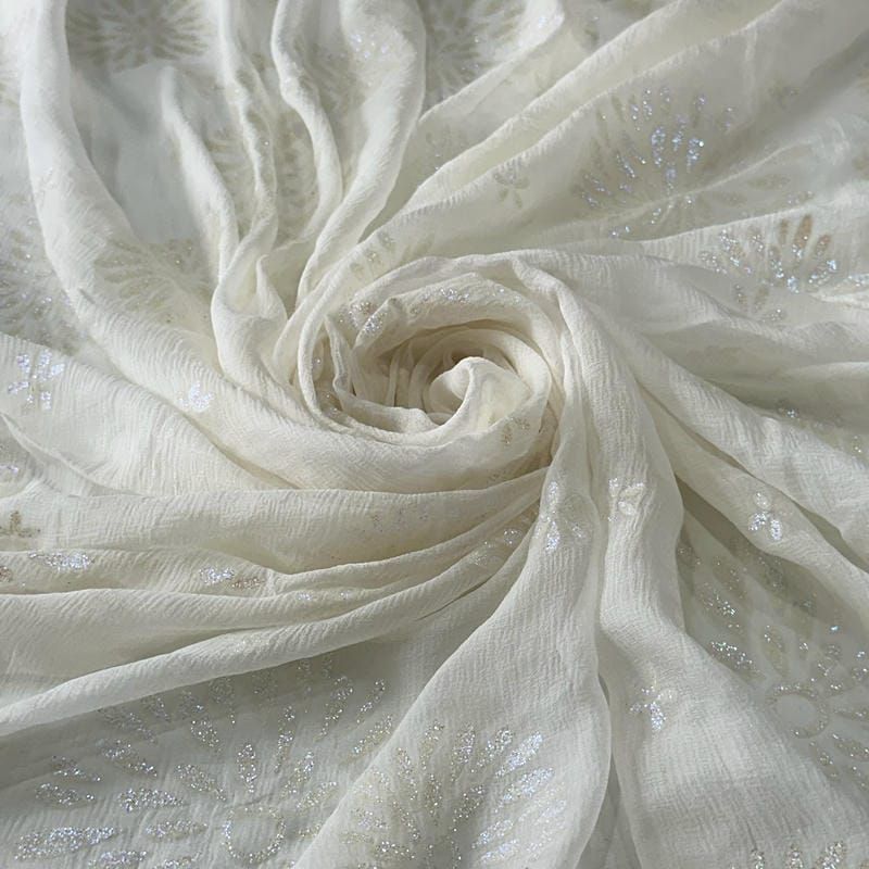 Tecido Chiffon De Seda Pura Estampada Glitter • Conexão Tecidos