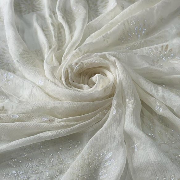 Tecido Chiffon De Seda Pura Estampada Glitter • Conexão Tecidos