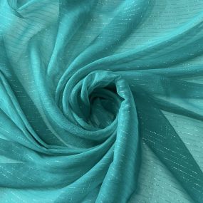 Tecido Chiffon De Seda Lurex Fundo Verde Viridiano • Conexão Tecidos