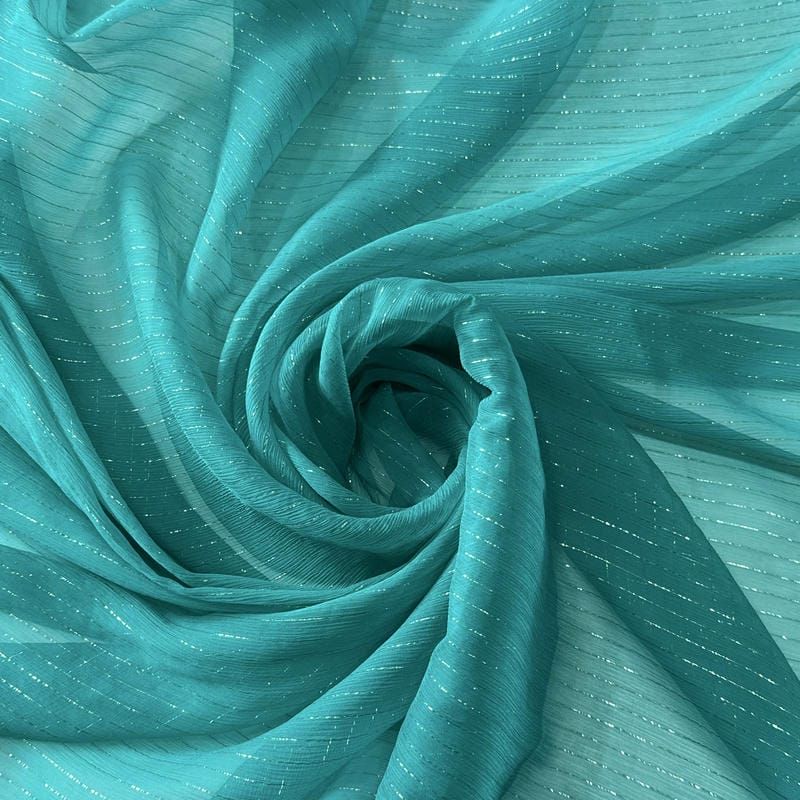 Tecido Chiffon De Seda Lurex Fundo Verde Viridiano • Conexão Tecidos