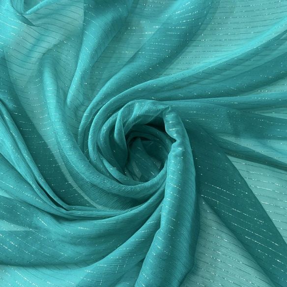Tecido Chiffon De Seda Lurex Fundo Verde Viridiano • Conexão Tecidos