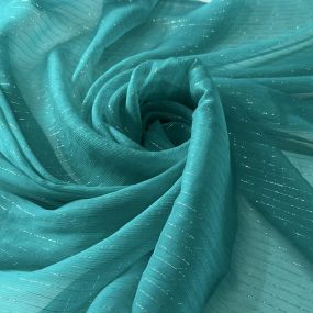 Tecido Chiffon De Seda Lurex Fundo Verde Viridiano • Conexão Tecidos 2