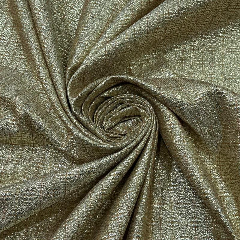 Tecido Jacquard Metalizado Tramado Ouro Velho • Conexão Tecidos