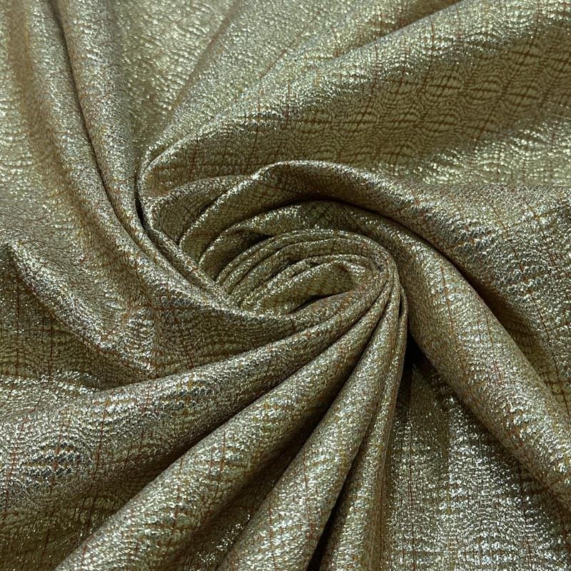 Tecido Jacquard Metalizado Tramado Ouro Velho • Conexão Tecidos
