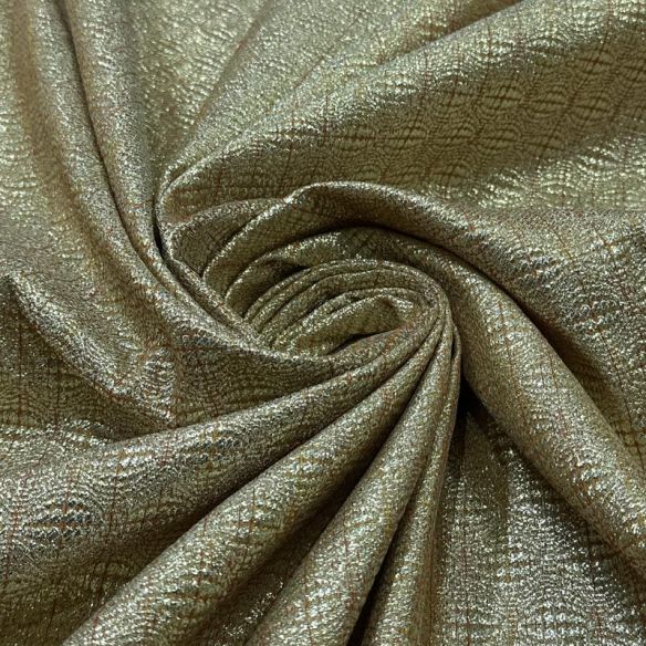 Tecido Jacquard Metalizado Tramado Ouro Velho • Conexão Tecidos