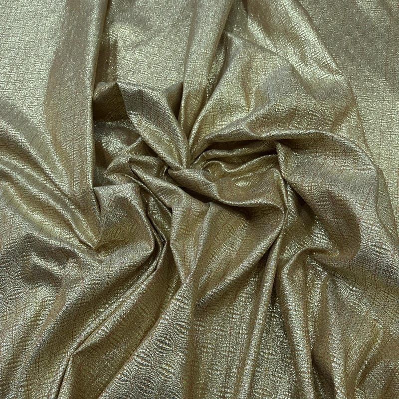 Tecido Jacquard Metalizado Tramado Ouro Velho • Conexão Tecidos