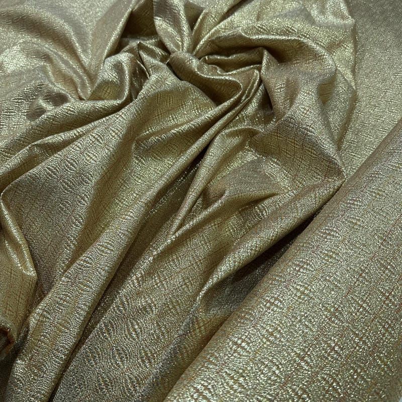 Tecido Jacquard Metalizado Tramado Ouro Velho • Conexão Tecidos