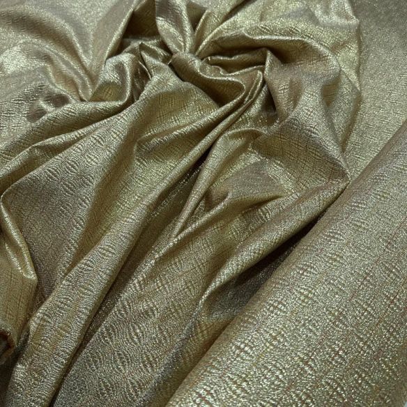 Tecido Jacquard Metalizado Tramado Ouro Velho • Conexão Tecidos
