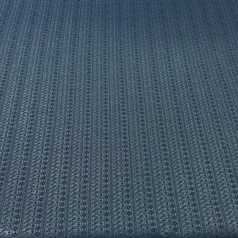 Tecido Jacquard Metalizado Geométrico Listrado Azul Petróleo e Prata
