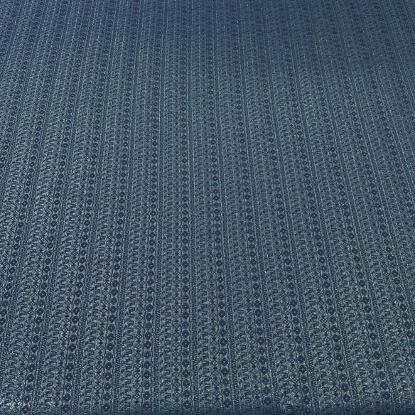 Tecido Jacquard Metalizado Geométrico Listrado Azul Petróleo e Prata