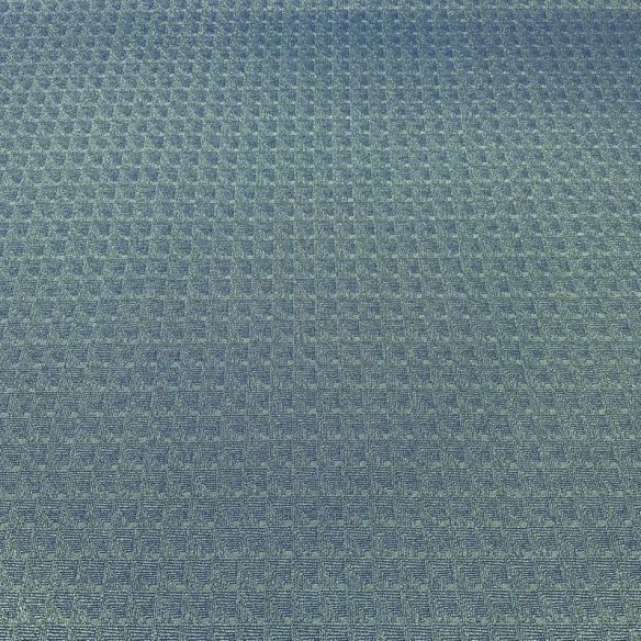 Tecido Jacquard Metalizado Geométrico Labirinto Azul Petróleo •