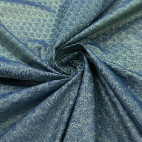 Tecido Jacquard Metalizado Geométrico Labirinto Azul Petróleo • 2